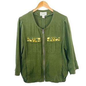 H&M conscious olive green jeweled jacket 12